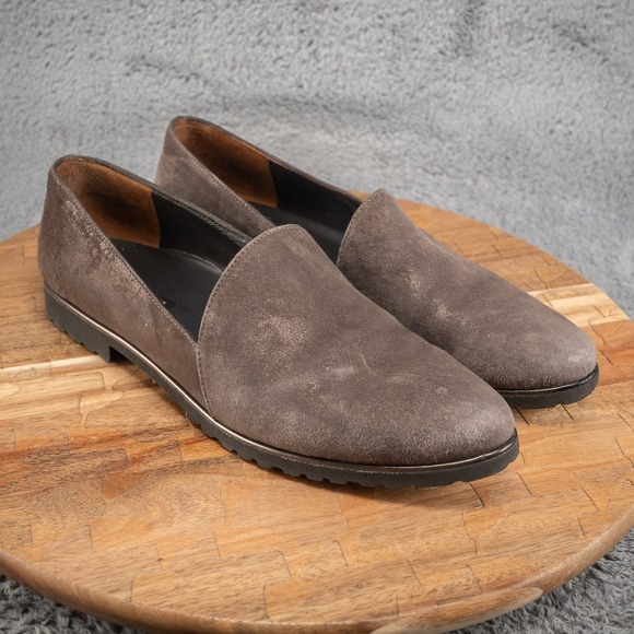 Paul Green Shoes - Paul Green Womens Uptown Slip On Loafers Gray Suede Metallic Size 9 US / 6.5 UK